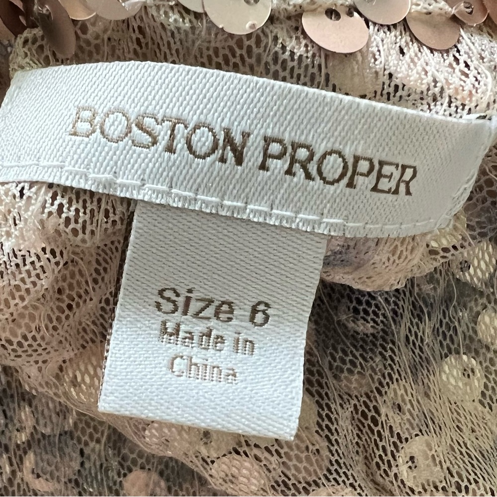 Boston Proper Sequin Lace Top in Cream and Gold - Picture 3 of 3